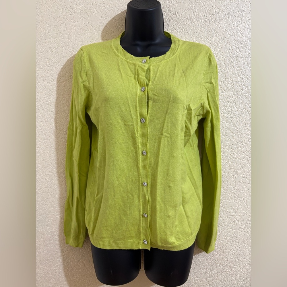Rain + rain Lime Green Button-Up Cardigan NWT